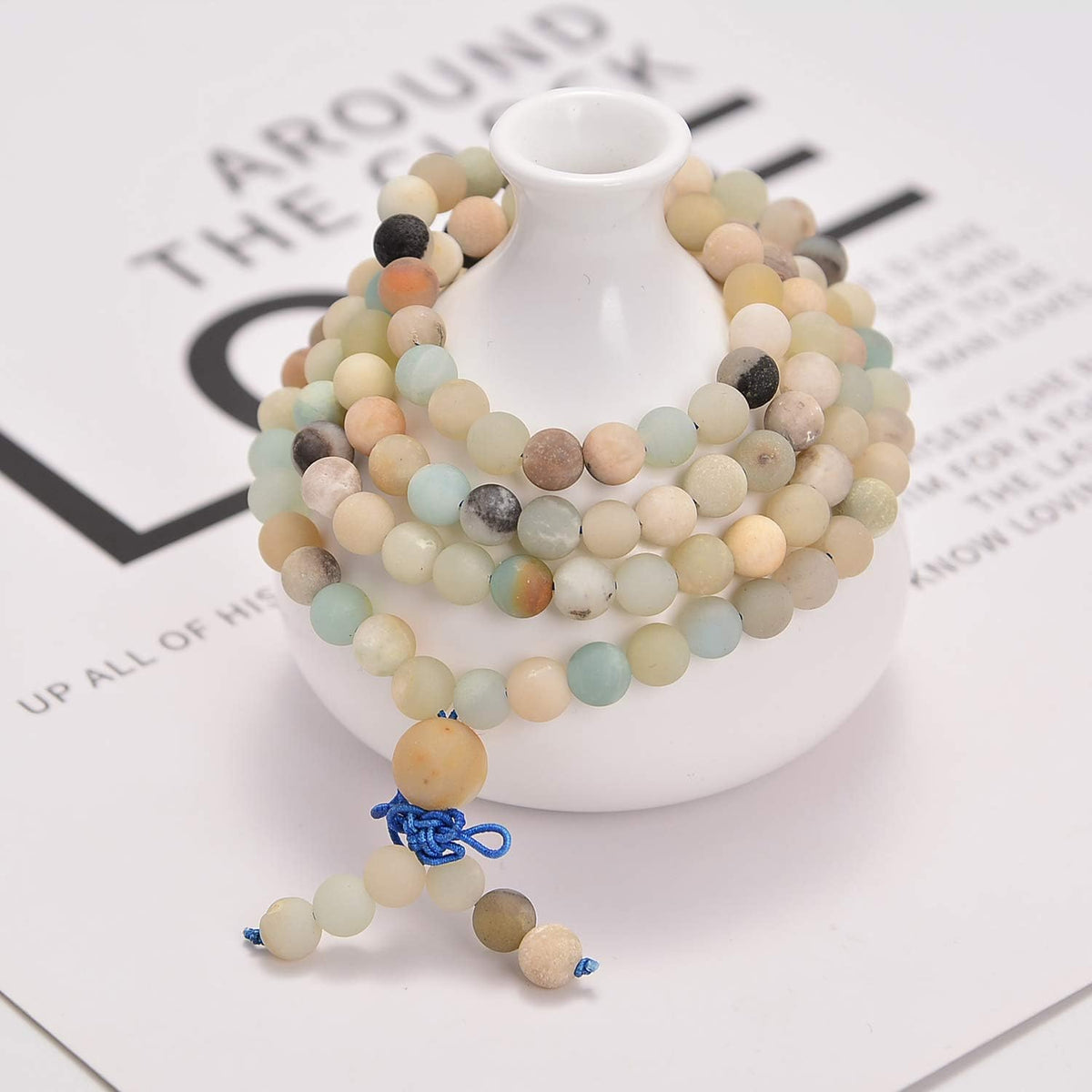 6mm Natural Healing Gemstones Buddhist 108 Prayer Mala Stretchy Bracelet Necklace
