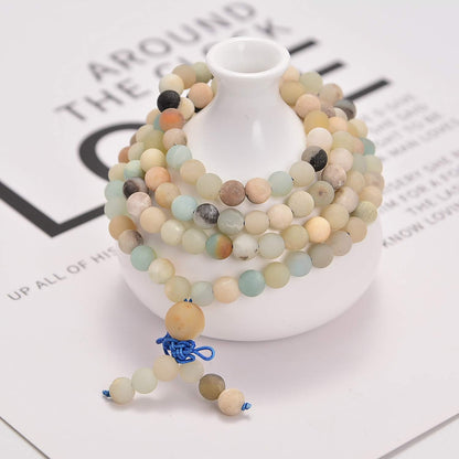 6mm Natural Healing Gemstones Buddhist 108 Prayer Mala Stretchy Bracelet Necklace