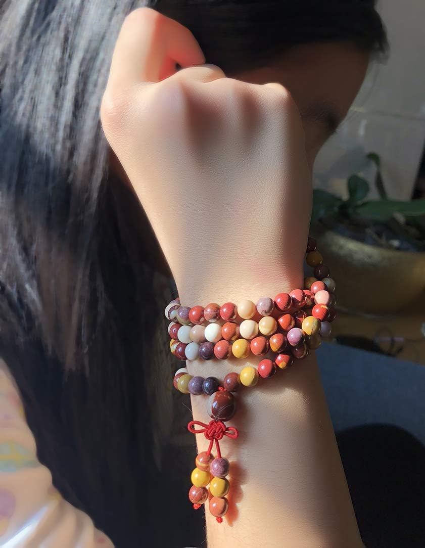 6mm Natural Healing Gemstones Buddhist 108 Prayer Mala Stretchy Bracelet Necklace