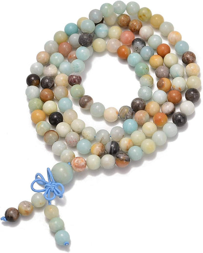 6mm Natural Healing Gemstones Buddhist 108 Prayer Mala Stretchy Bracelet Necklace