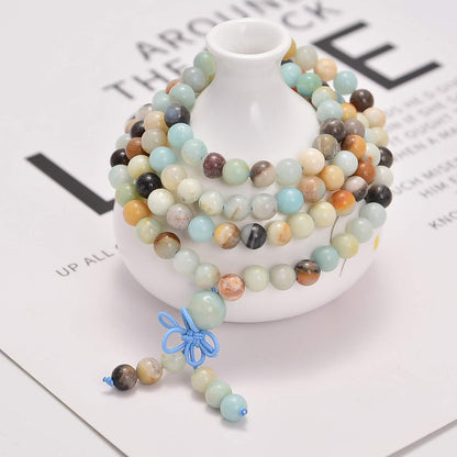 6mm Natural Healing Gemstones Buddhist 108 Prayer Mala Stretchy Bracelet Necklace