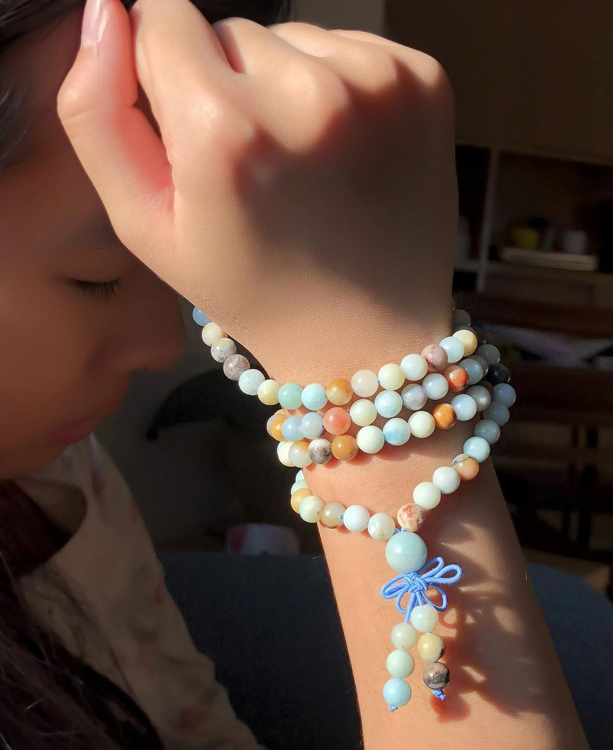 6mm Natural Healing Gemstones Buddhist 108 Prayer Mala Stretchy Bracelet Necklace