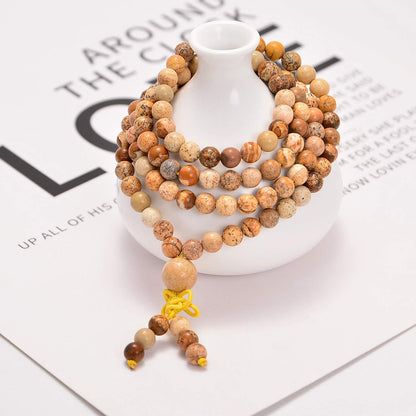 6mm Natural Healing Gemstones Buddhist 108 Prayer Mala Stretchy Bracelet Necklace