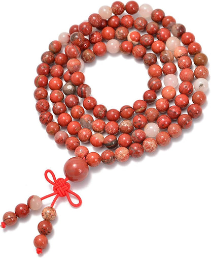 6mm Natural Healing Gemstones Buddhist 108 Prayer Mala Stretchy Bracelet Necklace