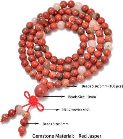 6mm Natural Healing Gemstones Buddhist 108 Prayer Mala Stretchy Bracelet Necklace