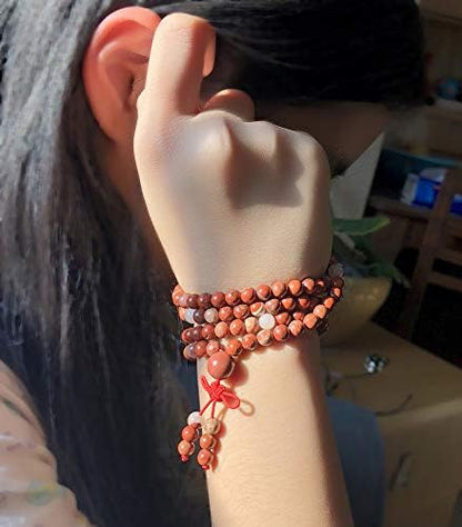 6mm Natural Healing Gemstones Buddhist 108 Prayer Mala Stretchy Bracelet Necklace