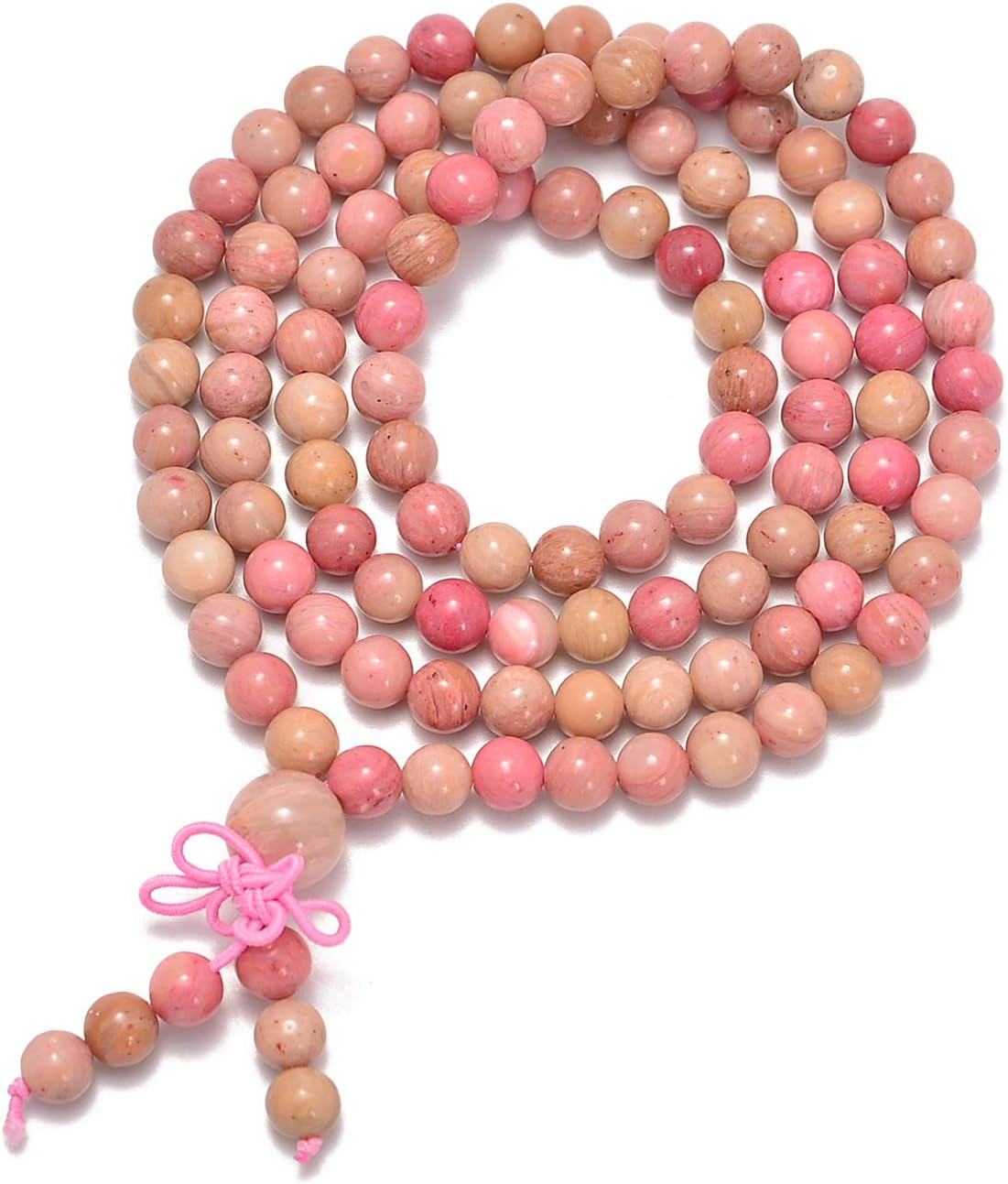 6mm Natural Healing Gemstones Buddhist 108 Prayer Mala Stretchy Bracelet Necklace