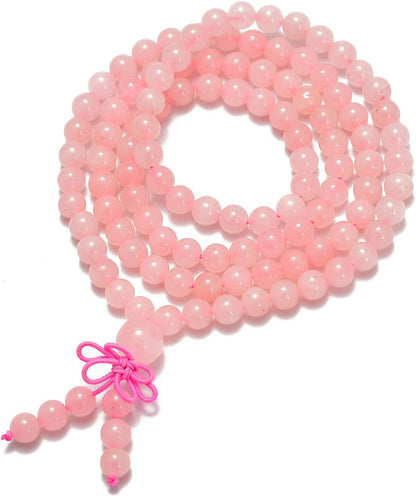 6mm Natural Healing Gemstones Buddhist 108 Prayer Mala Stretchy Bracelet Necklace