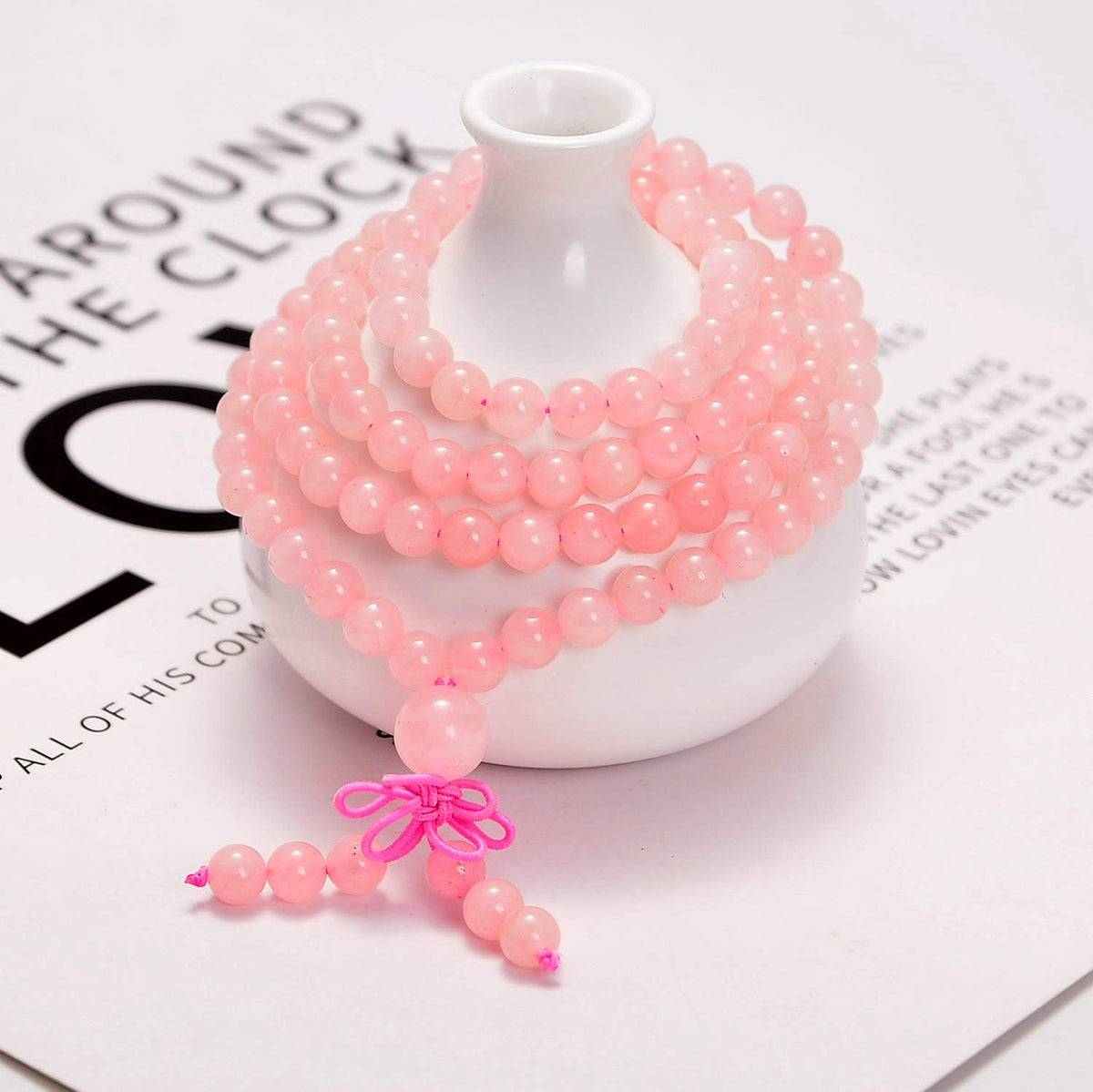 6mm Natural Healing Gemstones Buddhist 108 Prayer Mala Stretchy Bracelet Necklace