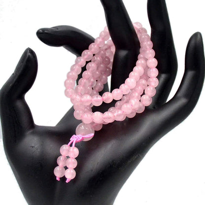 6mm Natural Healing Gemstones Buddhist 108 Prayer Mala Stretchy Bracelet Necklace