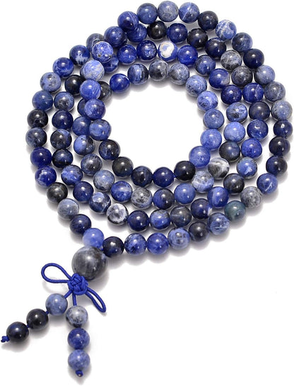 6mm Natural Healing Gemstones Buddhist 108 Prayer Mala Stretchy Bracelet Necklace