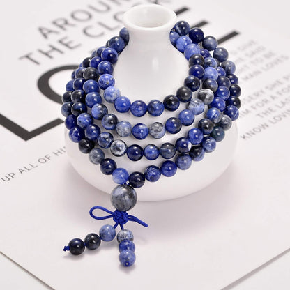 6mm Natural Healing Gemstones Buddhist 108 Prayer Mala Stretchy Bracelet Necklace