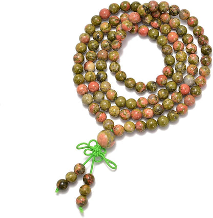 6mm Natural Healing Gemstones Buddhist 108 Prayer Mala Stretchy Bracelet Necklace