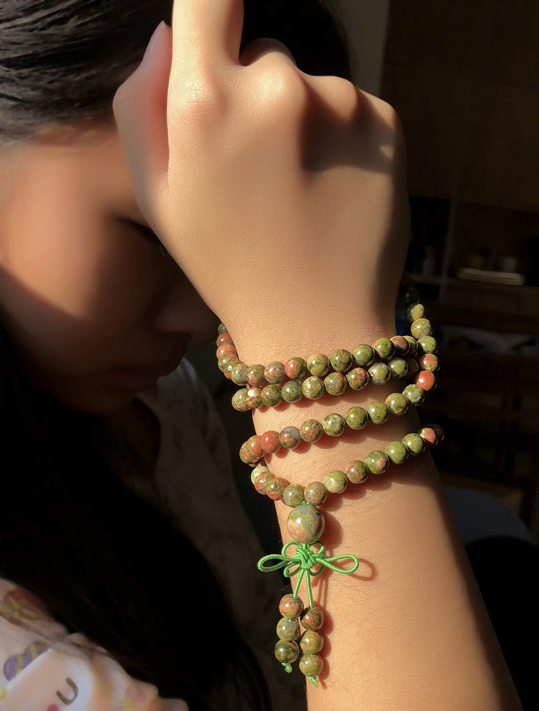 6mm Natural Healing Gemstones Buddhist 108 Prayer Mala Stretchy Bracelet Necklace