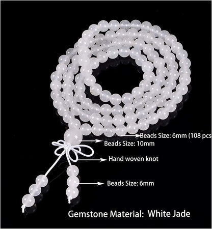 6mm Natural Healing Gemstones Buddhist 108 Prayer Mala Stretchy Bracelet Necklace