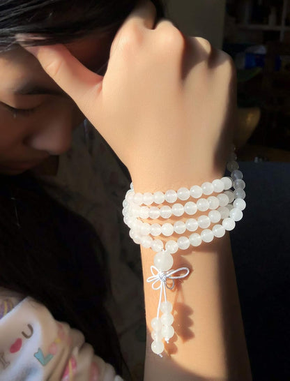 6mm Natural Healing Gemstones Buddhist 108 Prayer Mala Stretchy Bracelet Necklace