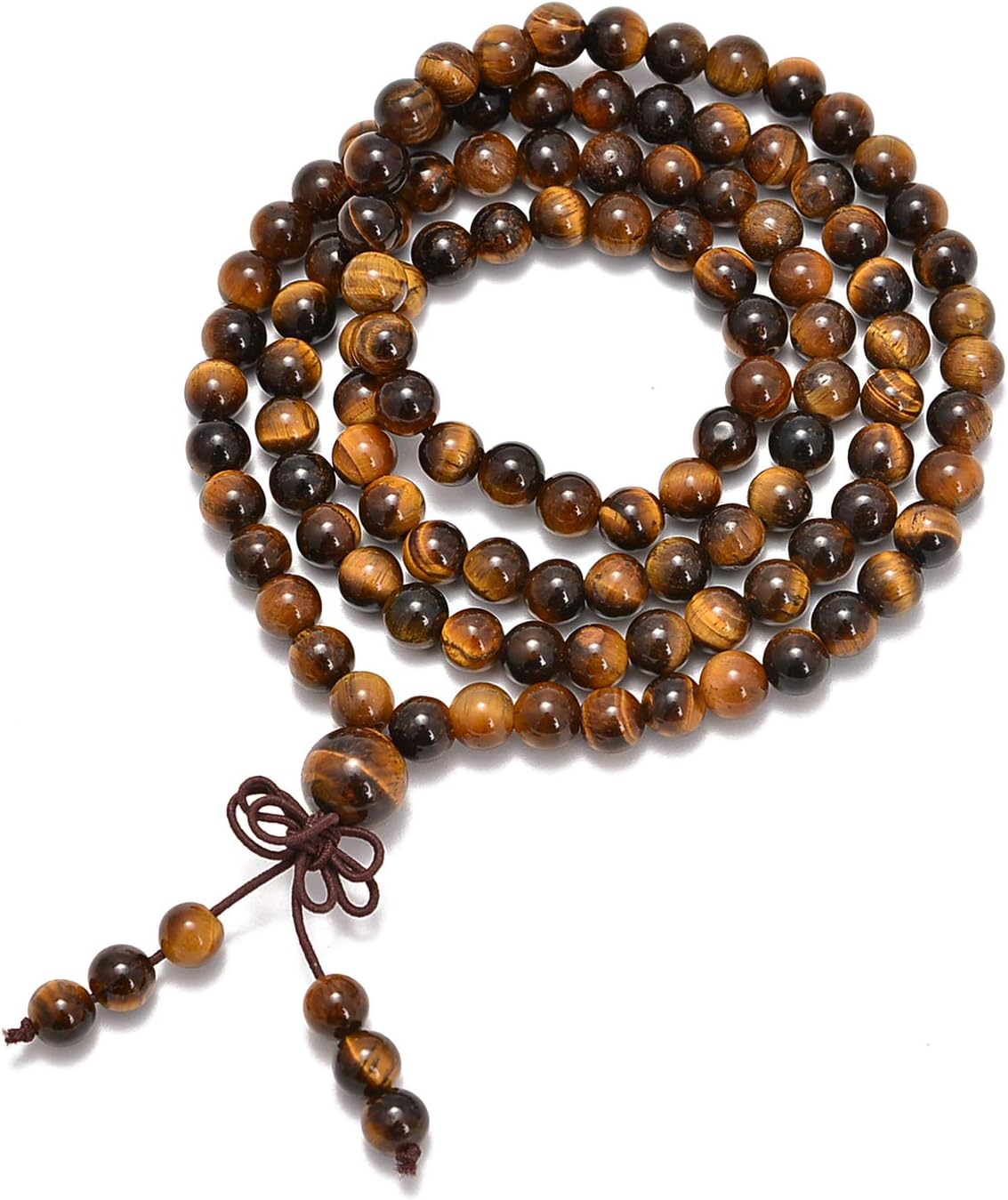 6mm Natural Healing Gemstones Buddhist 108 Prayer Mala Stretchy Bracelet Necklace
