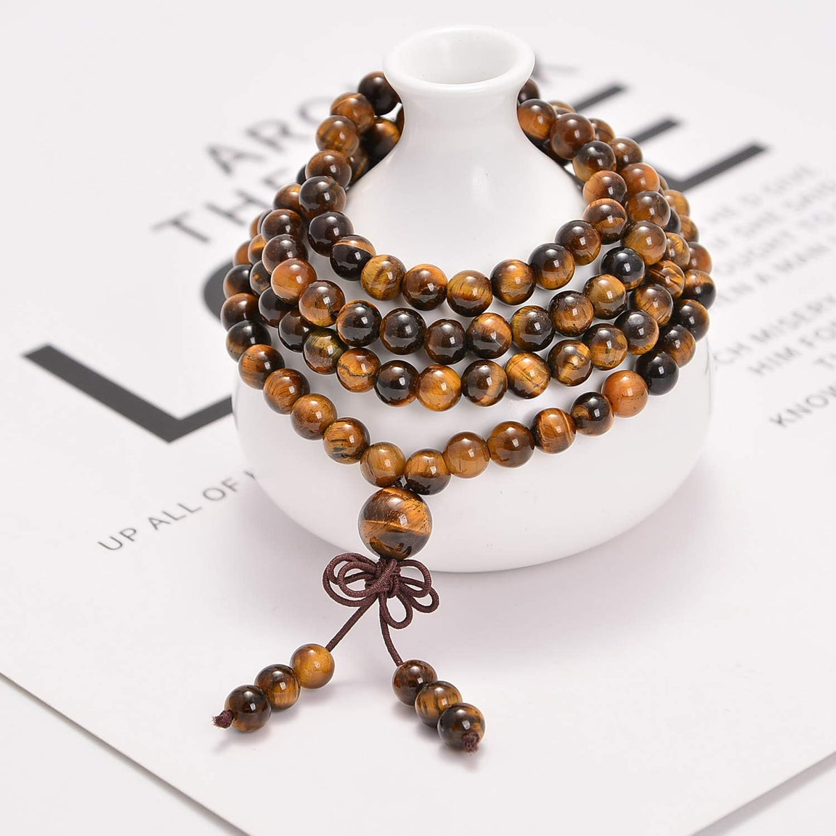 6mm Natural Healing Gemstones Buddhist 108 Prayer Mala Stretchy Bracelet Necklace