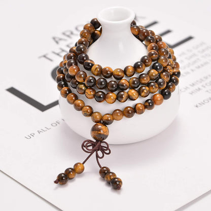6mm Natural Healing Gemstones Buddhist 108 Prayer Mala Stretchy Bracelet Necklace
