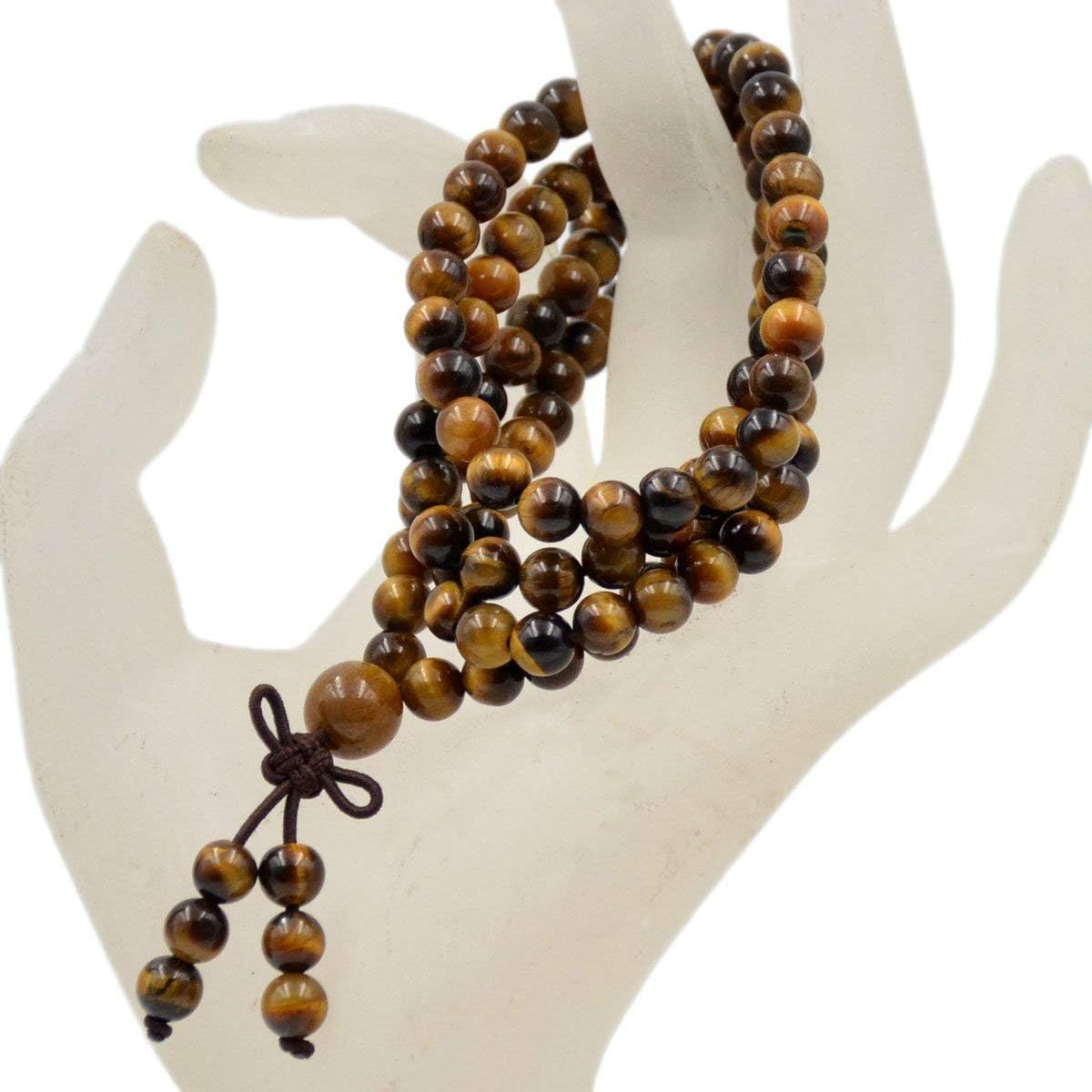 6mm Natural Healing Gemstones Buddhist 108 Prayer Mala Stretchy Bracelet Necklace