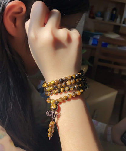 6mm Natural Healing Gemstones Buddhist 108 Prayer Mala Stretchy Bracelet Necklace