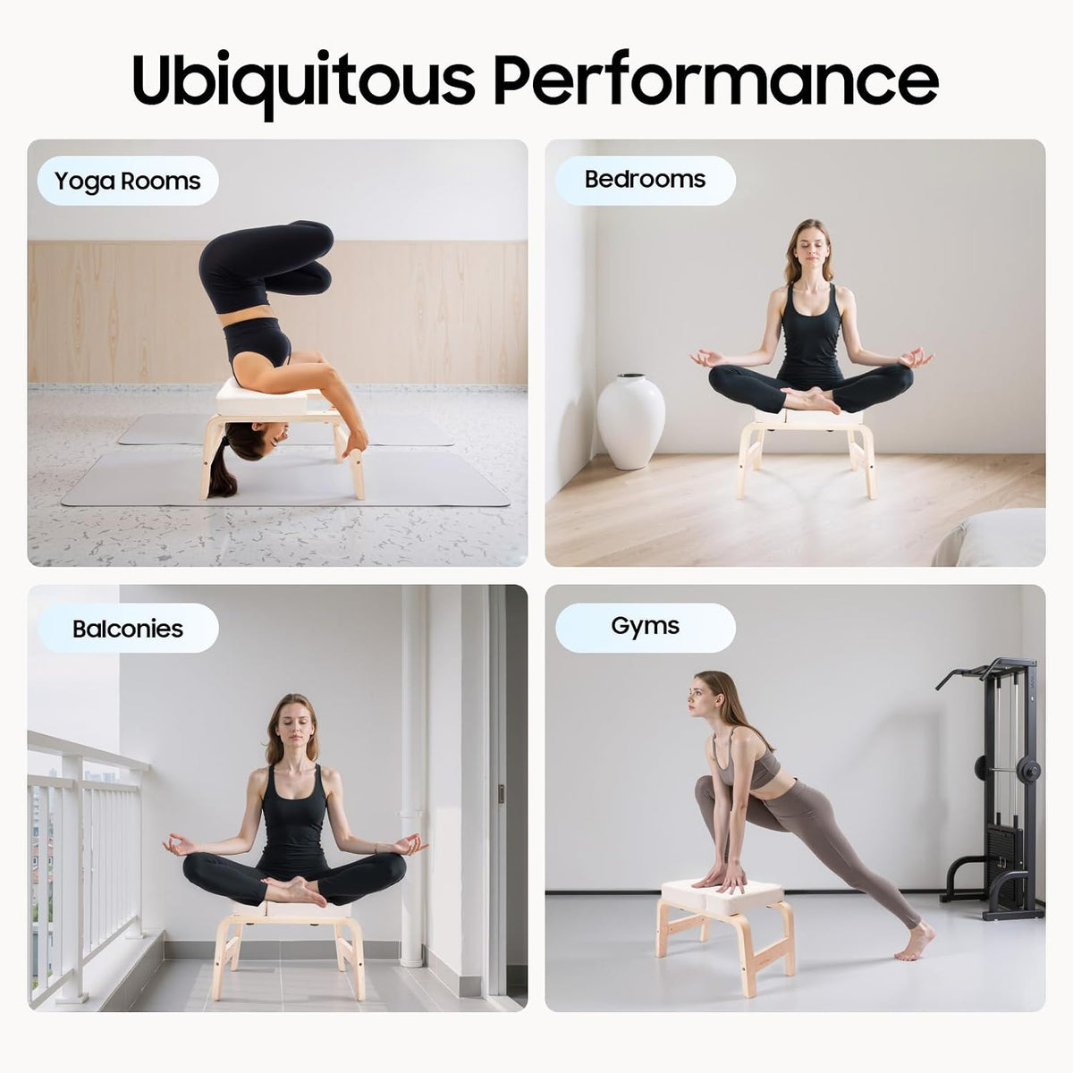 Yoga Headstand Bench, Stand Yoga Chair with PU Cushion Shoulder Stand & Handstand Trainer Inversion Stool for Balance Training Core Strength Building Ideal for Home Gym