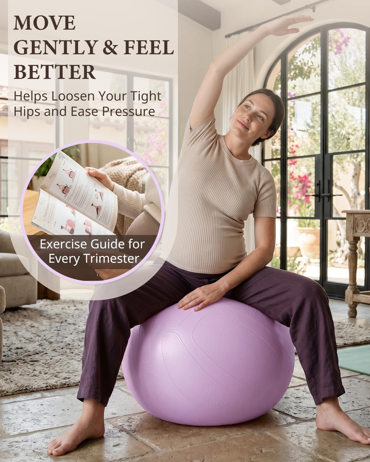 Pregnancy Ball for Daily Comfort & Labor, Exercise Guide Included
