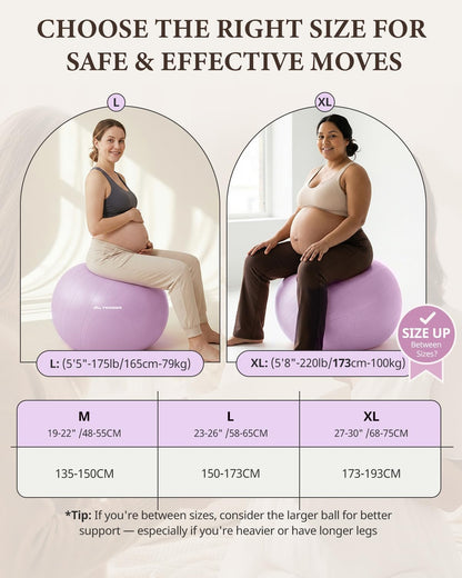 Pregnancy Ball for Daily Comfort & Labor, Exercise Guide Included