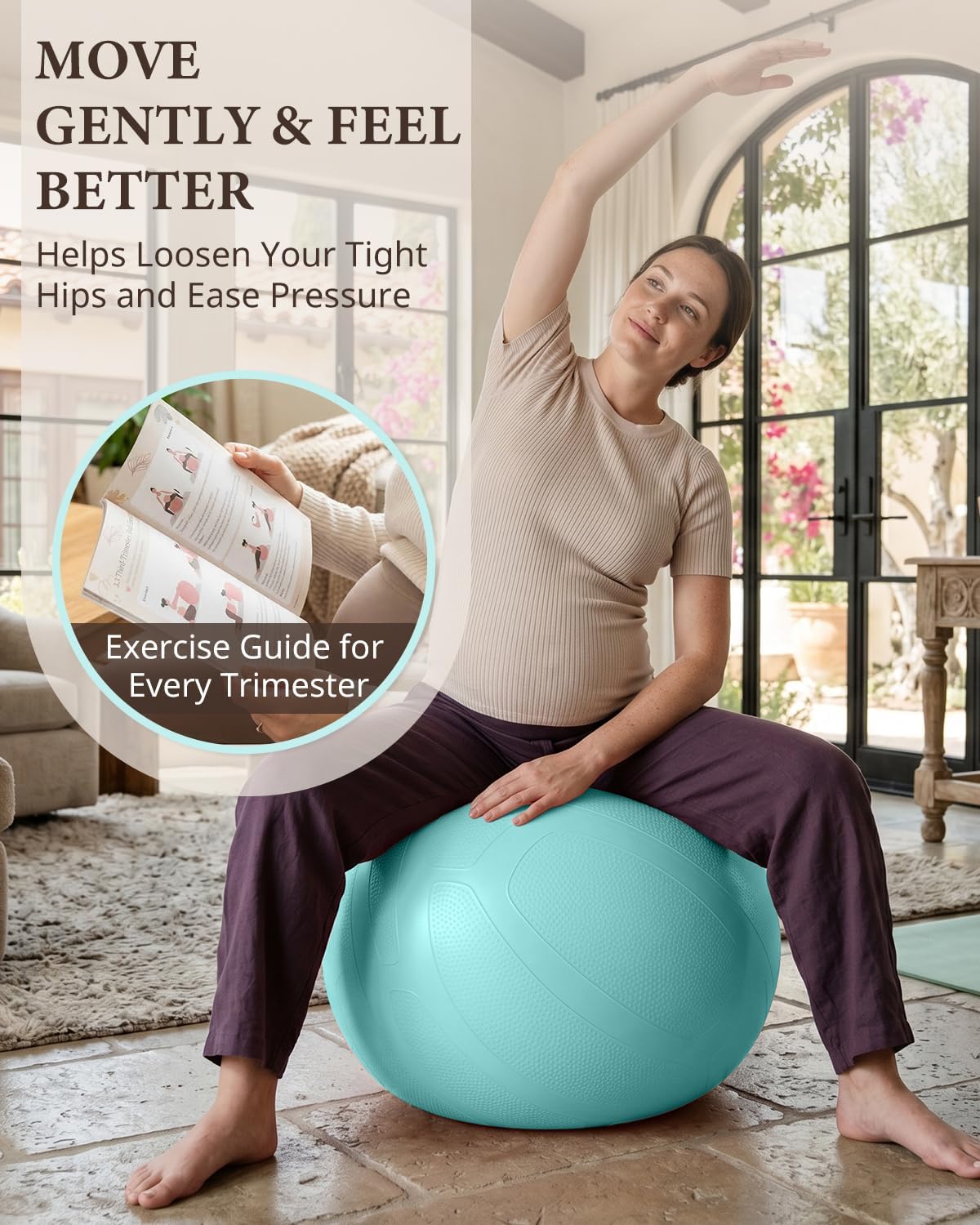 Pregnancy Ball for Daily Comfort & Labor, Exercise Guide Included