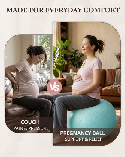 Pregnancy Ball for Daily Comfort & Labor, Exercise Guide Included