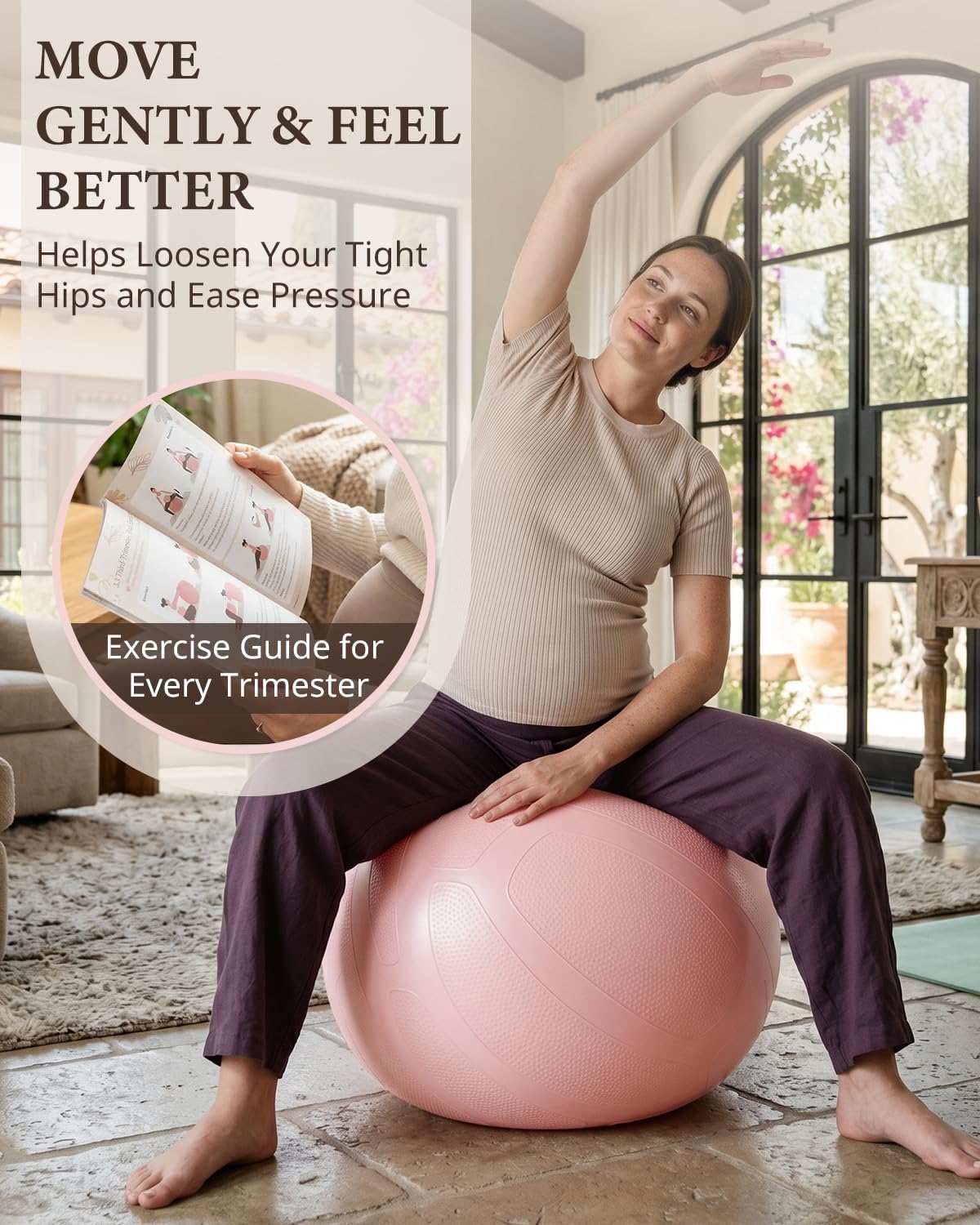 Pregnancy Ball for Daily Comfort & Labor, Exercise Guide Included