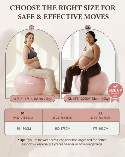 Pregnancy Ball for Daily Comfort & Labor, Exercise Guide Included