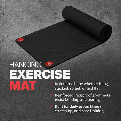 Hanging Exercise Mats for Gyms, Closed-Cell Foam Yoga & Fitness Mats with Grommets, Thick Workout Mats for Studios & Group Fitness Classes