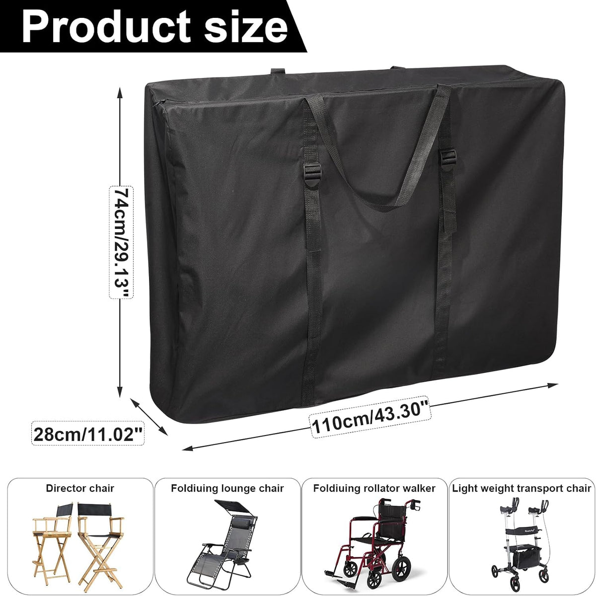 Large Outside Zero Gravity Chair Cover with Zippers & Handles