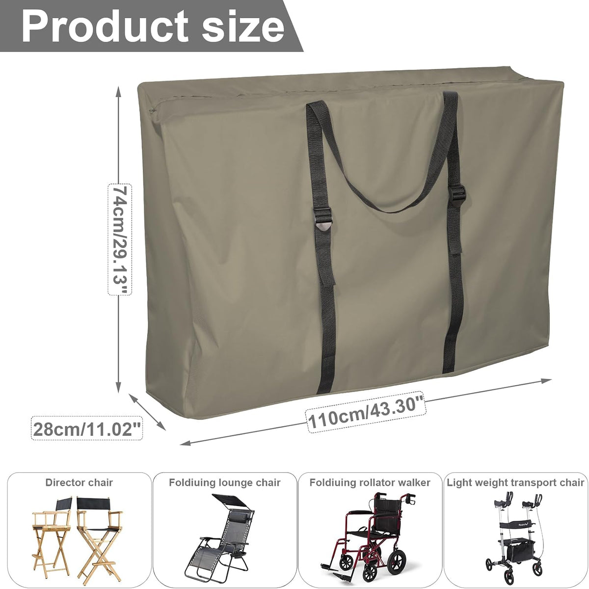 Large Outside Zero Gravity Chair Cover with Zippers & Handles