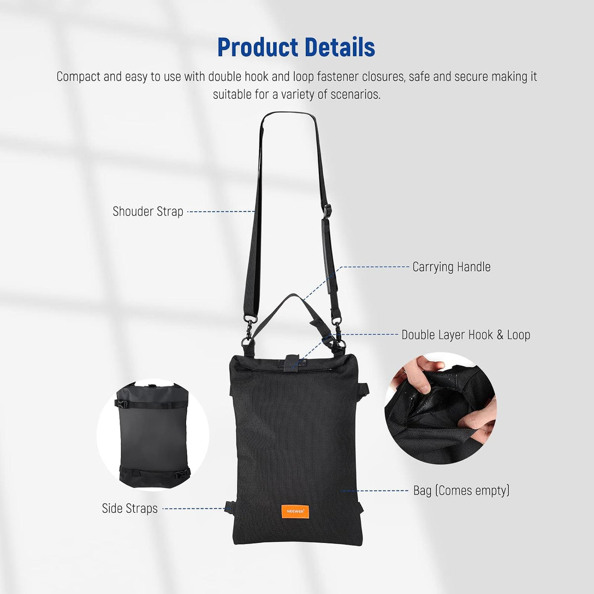 Sandbags for Photography, 4 Pack Black Sand Bags for Weight Heavy Duty Sandbag for Light Stands Boom Arms Tripods