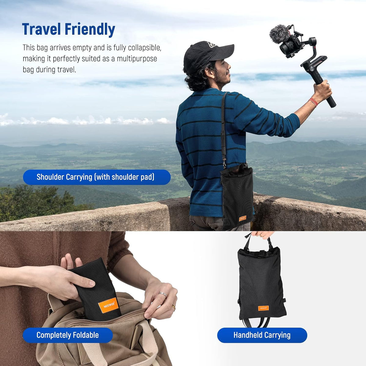 Sandbags for Photography, 4 Pack Black Sand Bags for Weight Heavy Duty Sandbag for Light Stands Boom Arms Tripods