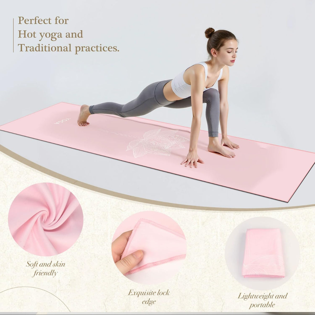 Yoga Towel with Corner Pockets Non Slip Hot Yoga Towel 24" x72" for Hot Yoga, Pilates Fitness,Sweat,Bikram,Workout,Non Slip Sweat Absorbent Hot Yoga Towels (Gradient Blue)