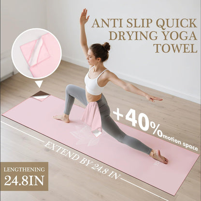 Yoga Towel with Corner Pockets Non Slip Hot Yoga Towel 24" x72" for Hot Yoga, Pilates Fitness,Sweat,Bikram,Workout,Non Slip Sweat Absorbent Hot Yoga Towels (Gradient Blue)