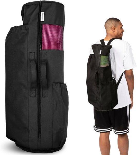 Expandable Yoga Mat Bag, Adjustable Strap, Black, Large