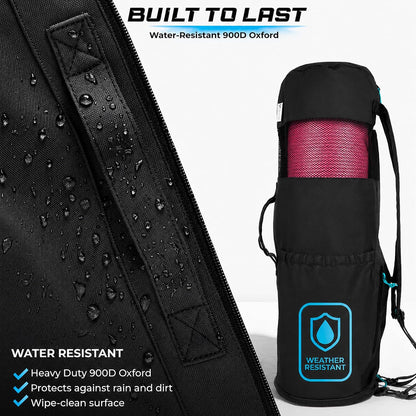 Expandable Yoga Mat Bag, Adjustable Strap, Black, Large
