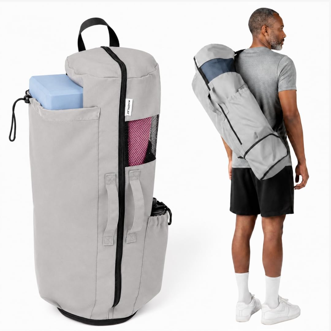 Expandable Yoga Mat Bag, Adjustable Strap, Black, Large