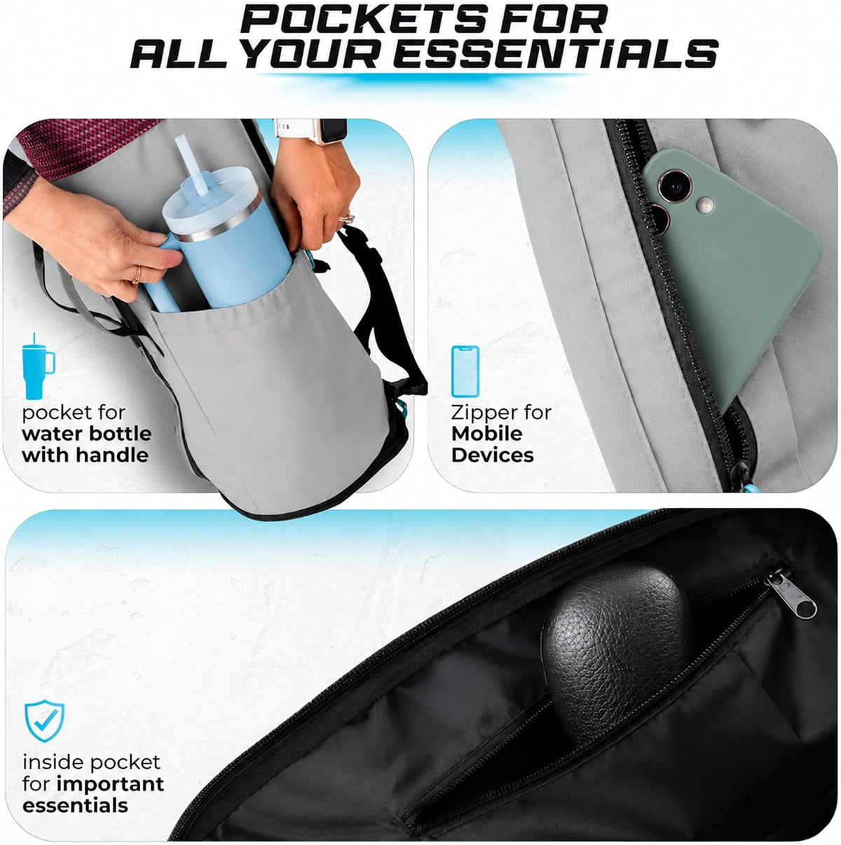 Expandable Yoga Mat Bag, Adjustable Strap, Black, Large