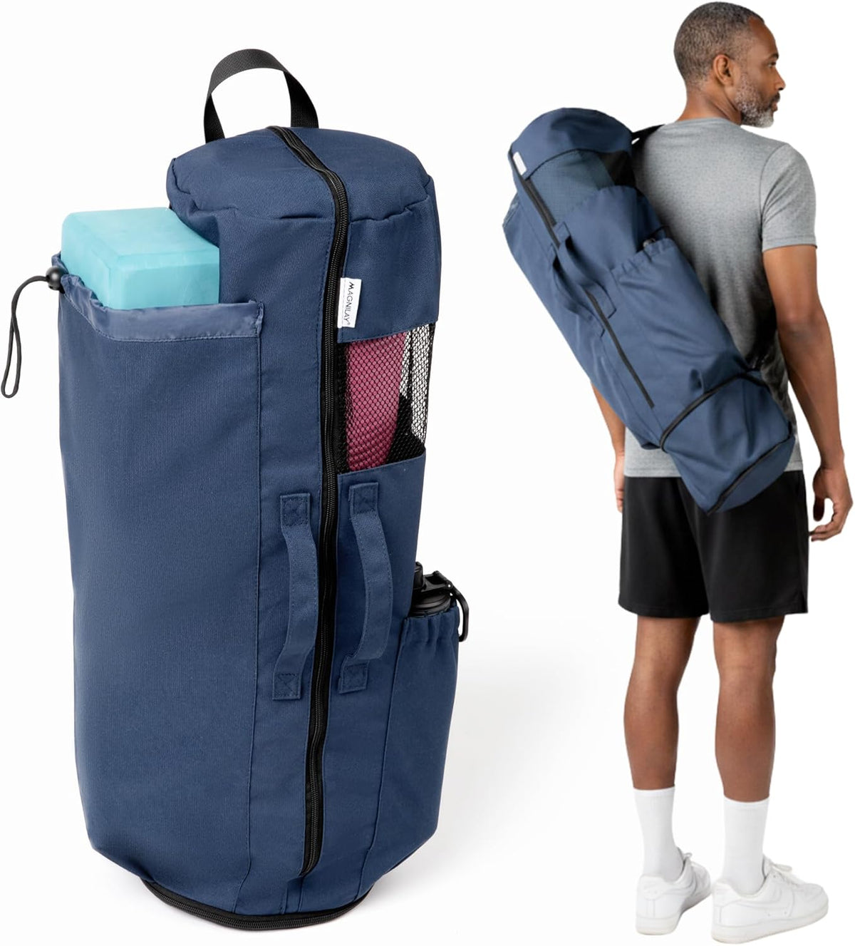 Expandable Yoga Mat Bag, Adjustable Strap, Black, Large