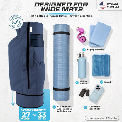 Expandable Yoga Mat Bag, Adjustable Strap, Black, Large