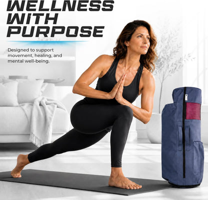 Expandable Yoga Mat Bag, Adjustable Strap, Black, Large