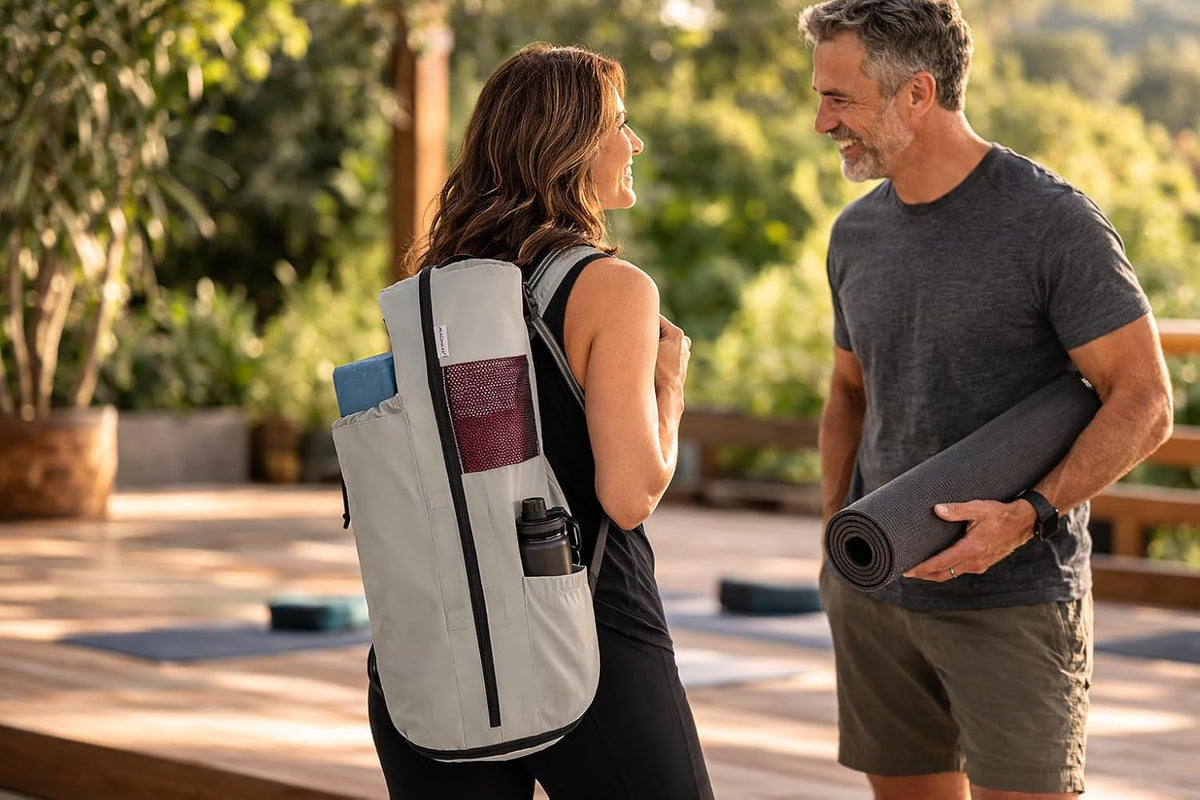 Expandable Yoga Mat Bag, Adjustable Strap, Black, Large