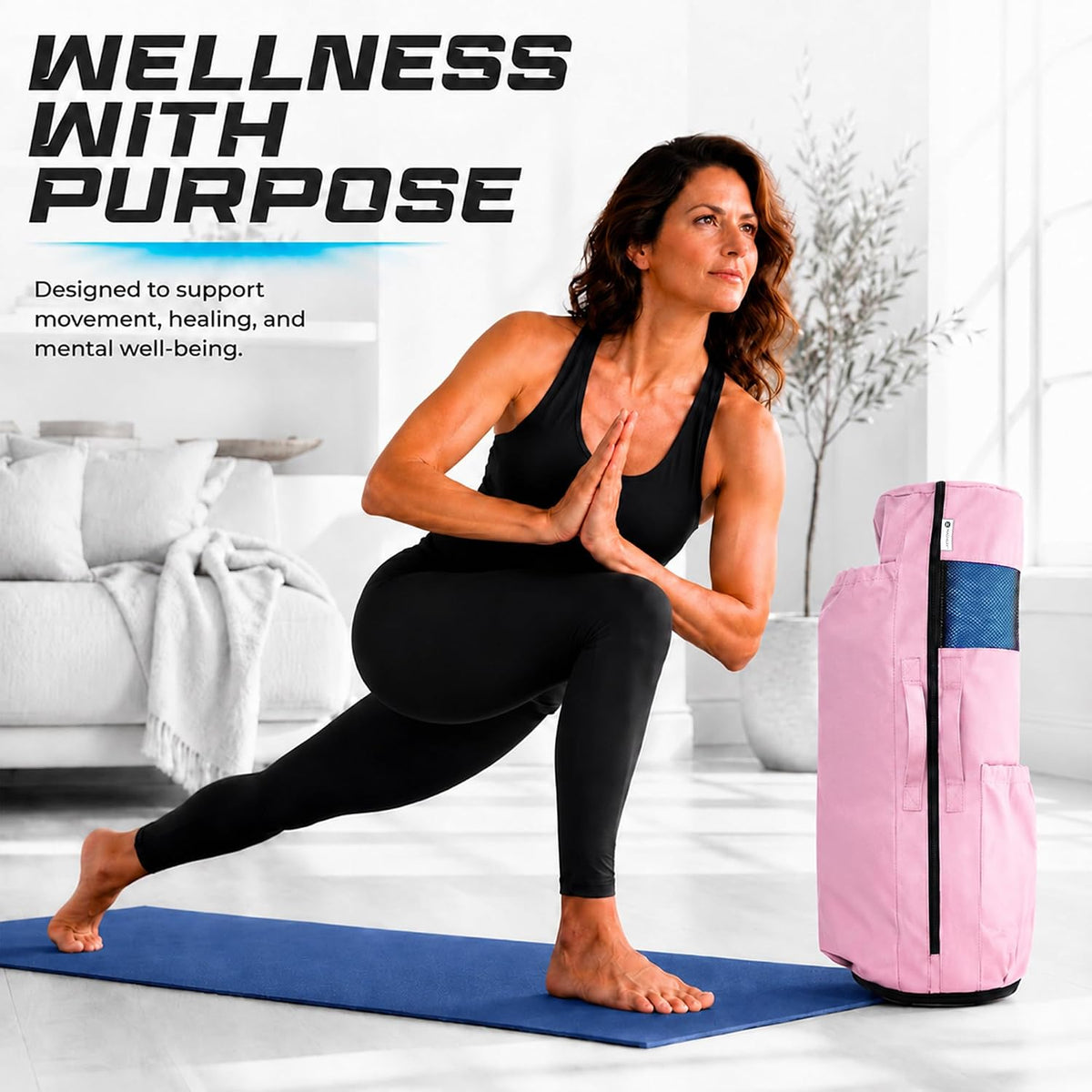 Expandable Yoga Mat Bag, Adjustable Strap, Black, Large