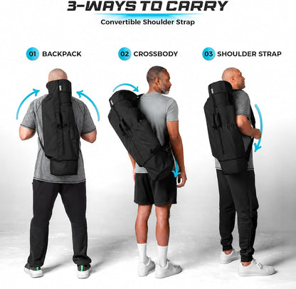 Expandable Yoga Mat Bag, Adjustable Strap, Black, Large