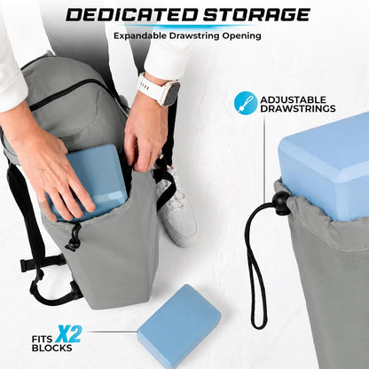Expandable Yoga Mat Bag, Adjustable Strap, Black, Large